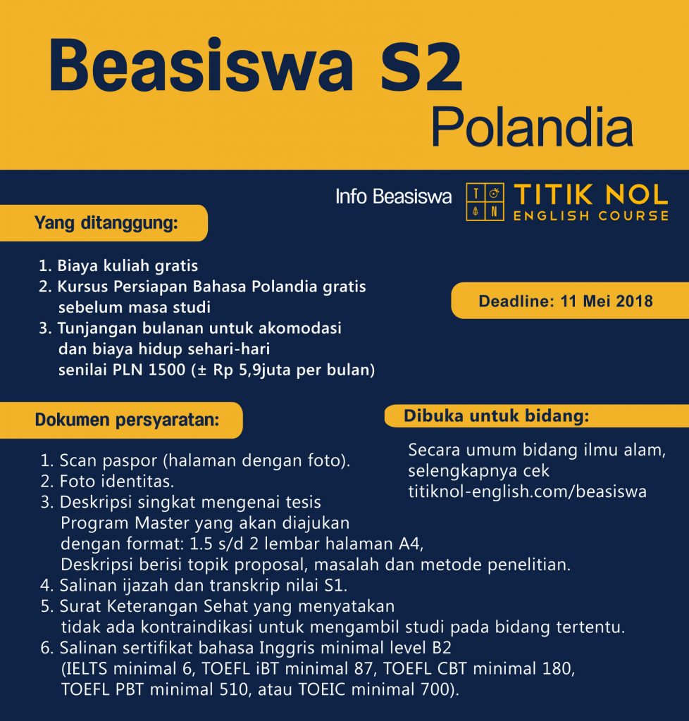 beasiswa s2 Polandia 2018/2019