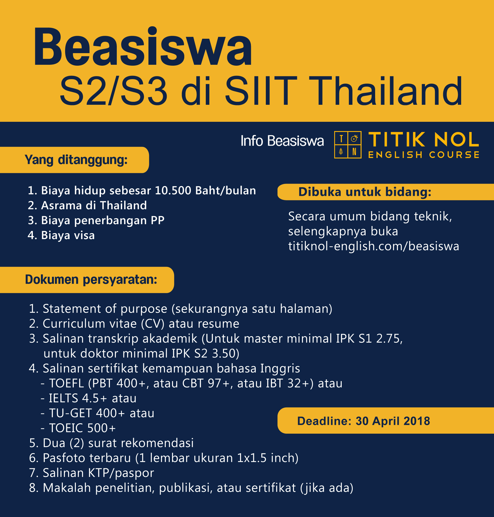 Beasiswa S2/S3 Thailand - Titik Nol English Course